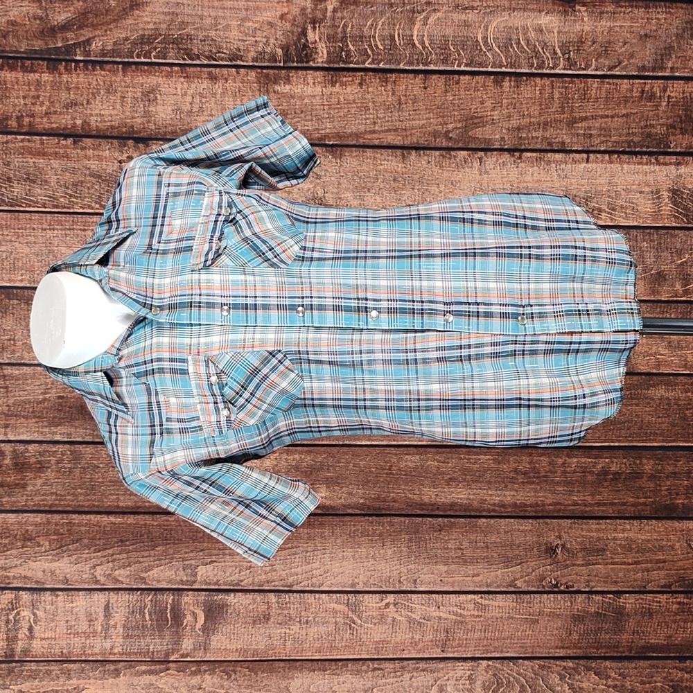Vtg 70s DC Dee Cee Brand Plaid Western Short Sleeve